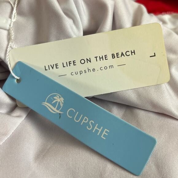 Cupshe New Swimsuit Cherry Red One Piece Criss Cross Circle Women’s Size Medium - Picture 10 of 12